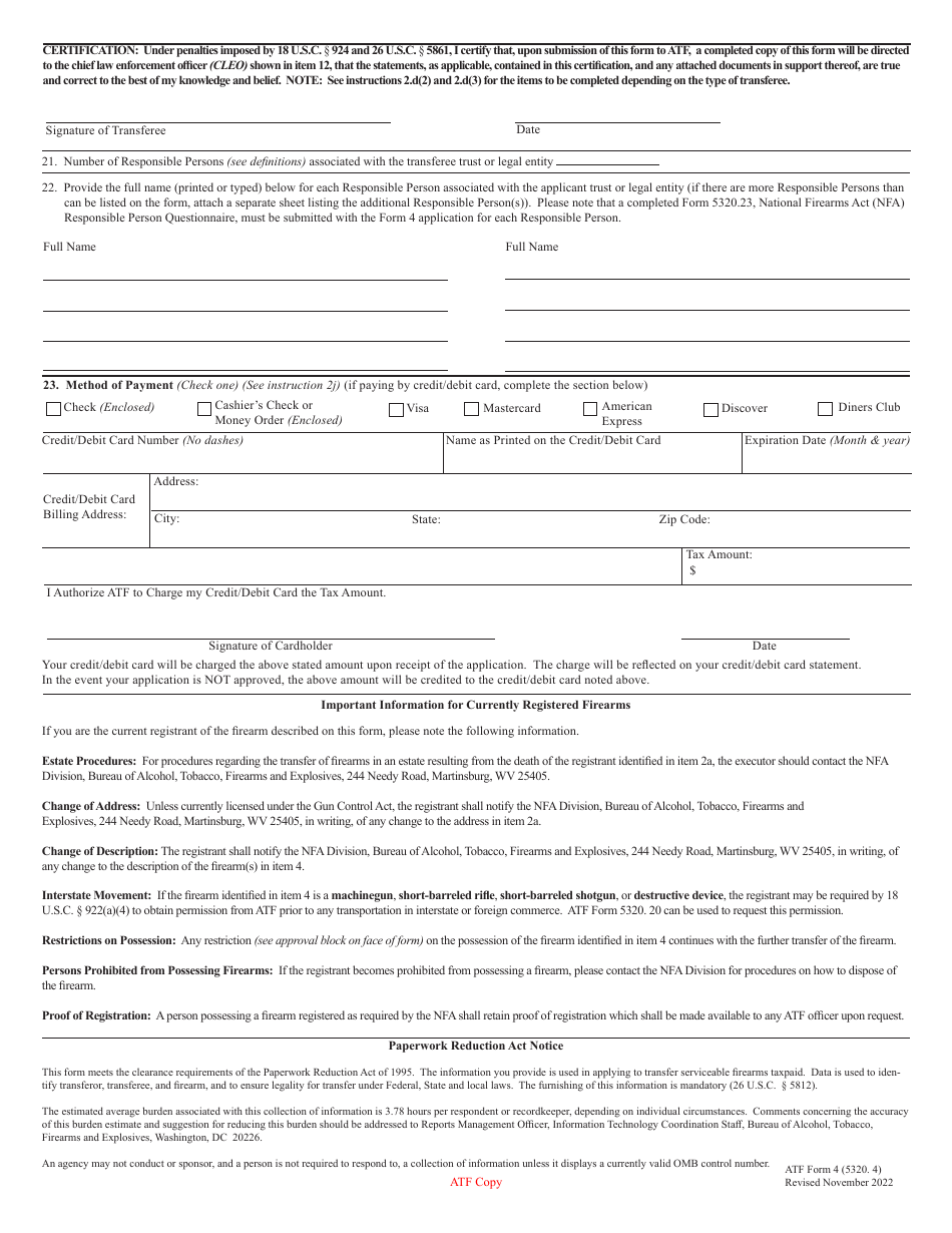 ATF Form 4 (5320.4) - Fill Out, Sign Online and Download Fillable PDF ...