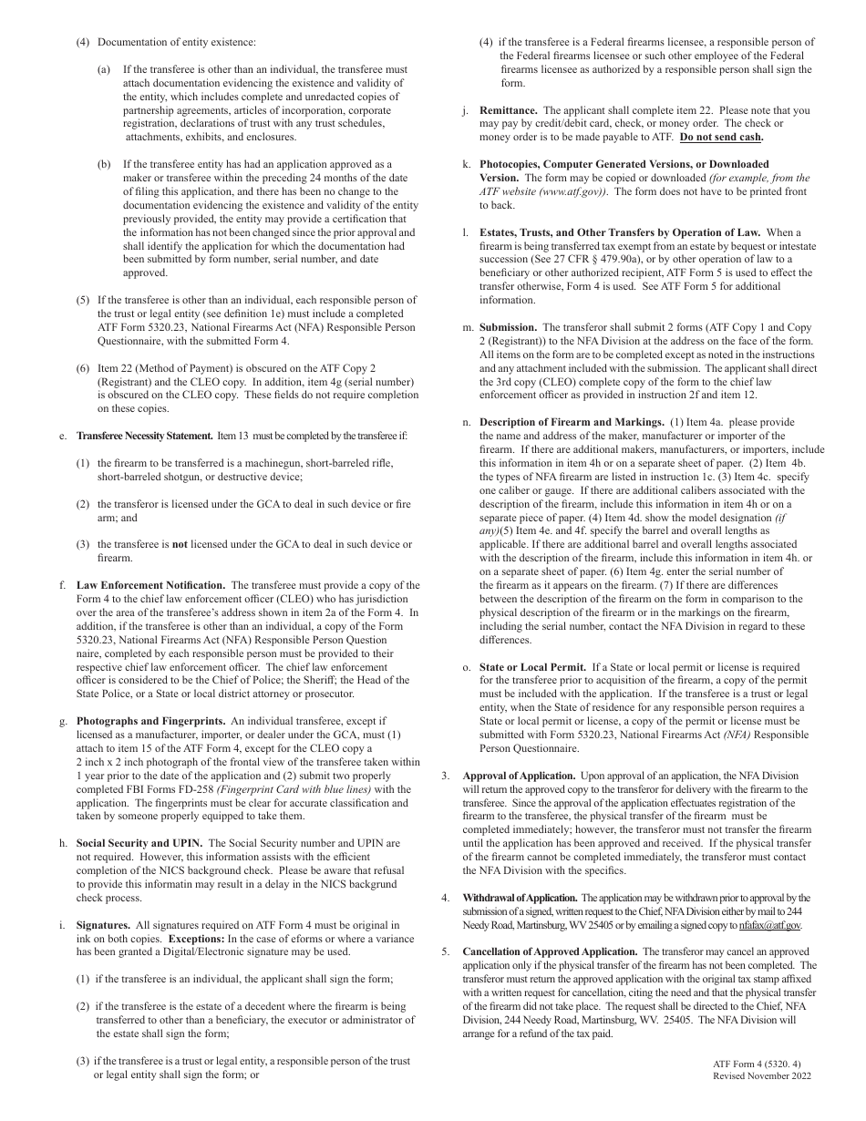 ATF Form 4 (5320.4) Fill Out, Sign Online and Download Fillable PDF