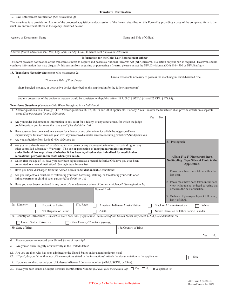 ATF Form 4 (5320.4) - Fill Out, Sign Online and Download Fillable PDF ...