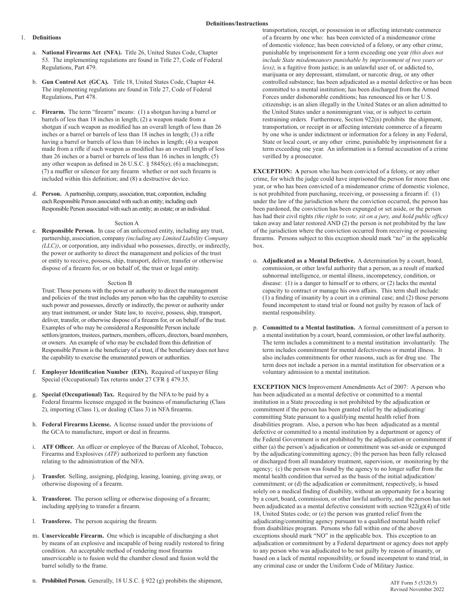 ATF Form 5 (5320.5) Application for Tax Exempt Transfer and Registration of Firearm, Page 4