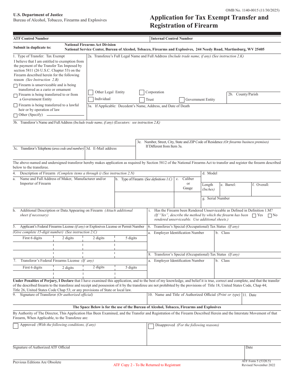 ATF Form 5 (5320.5) Application for Tax Exempt Transfer and Registration of Firearm, Page 8