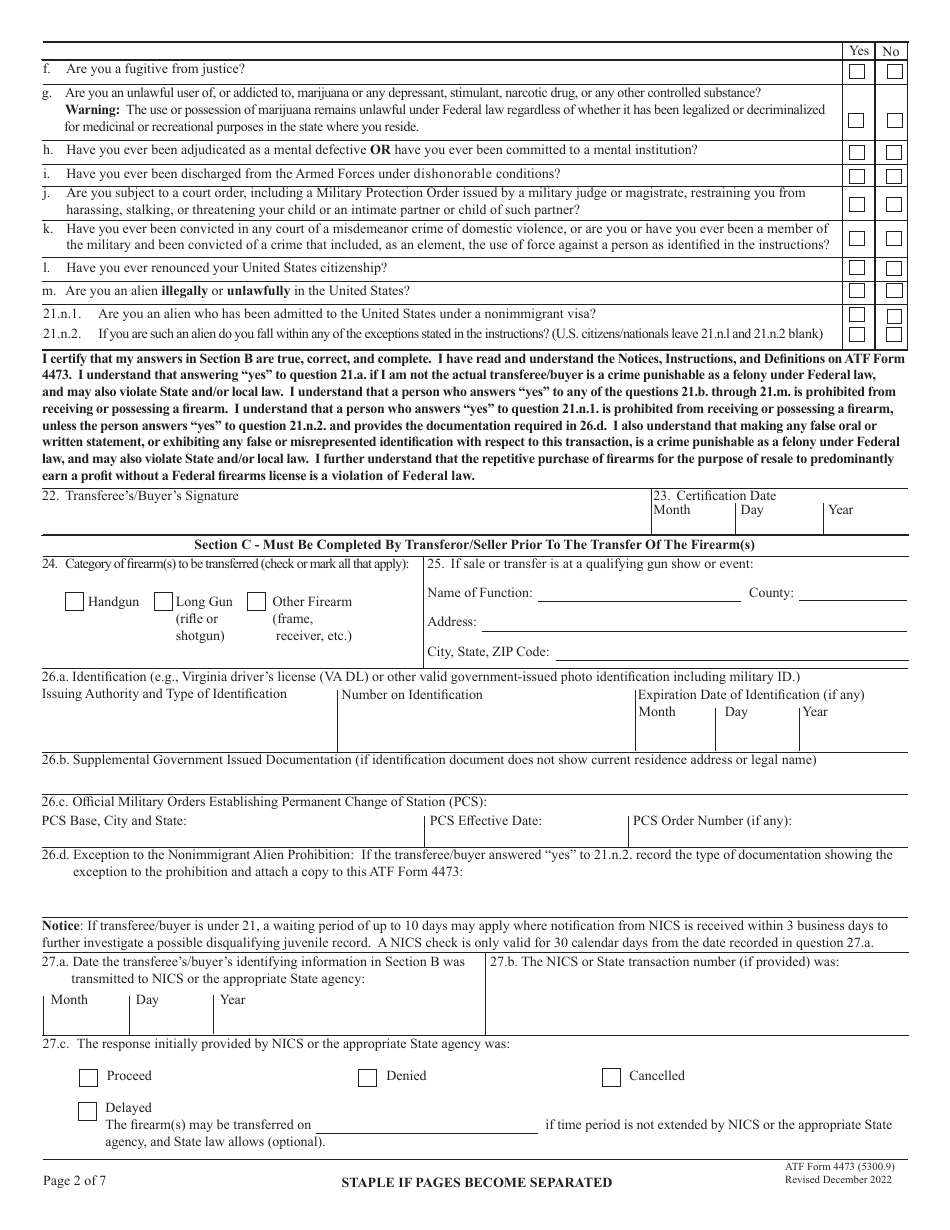 ATF Form 4473 (5300.9) - Fill Out, Sign Online and Download Fillable ...