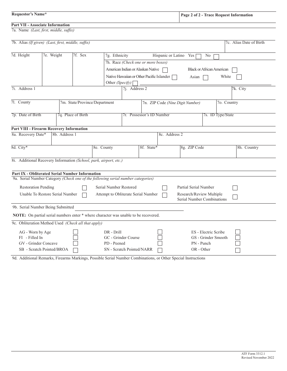 ATF Form 3312.1 Download Fillable PDF or Fill Online National Tracing ...