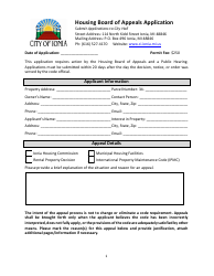 Document preview: Housing Board of Appeals Application - City of Ionia, Michigan