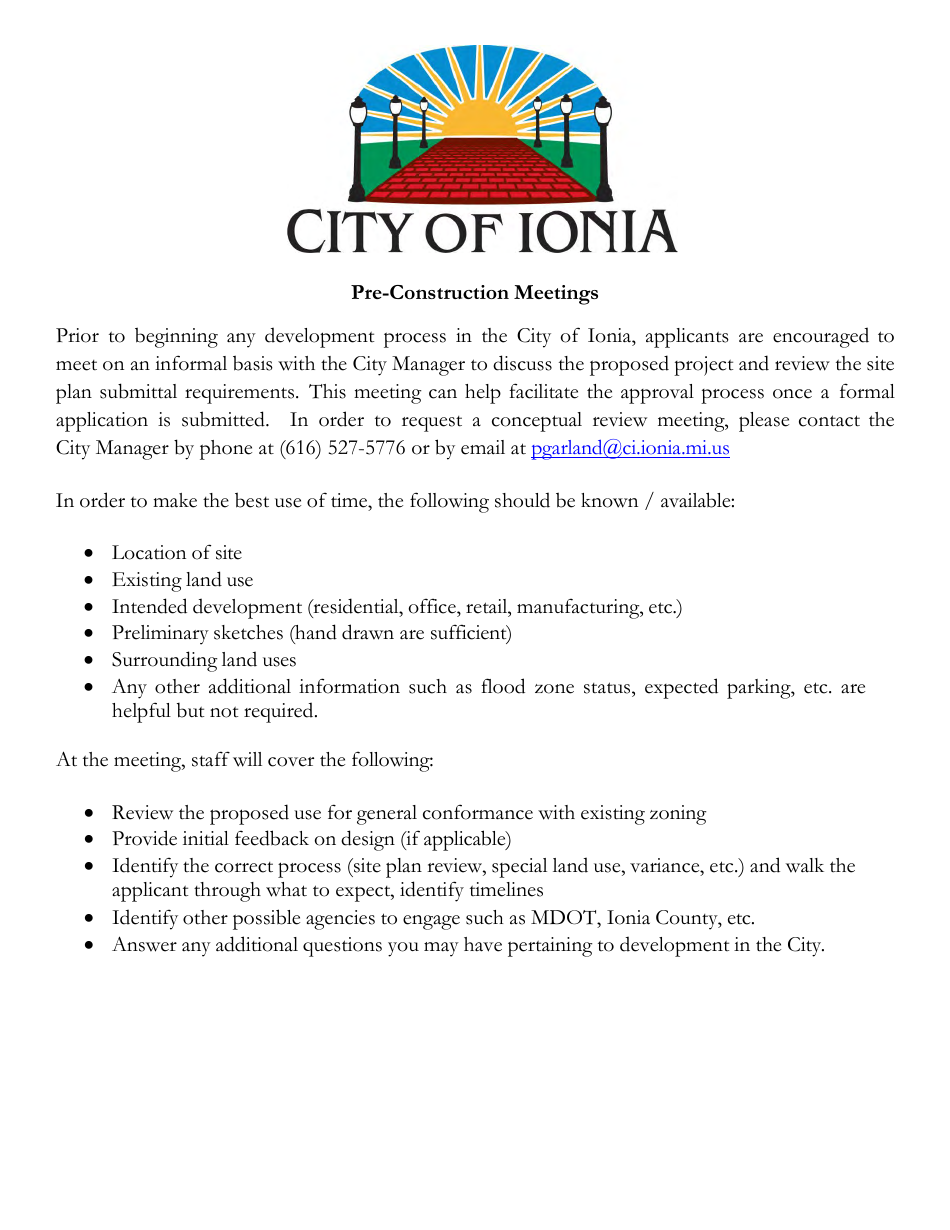 Zoning Permit or Site Plan Review Survey - City of Ionia, Michigan, Page 1