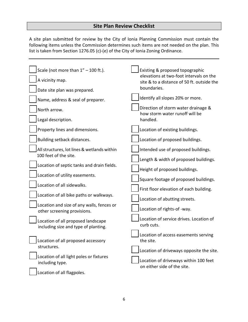 Zoning Permit or Site Plan Review Survey - City of Ionia, Michigan, Page 6
