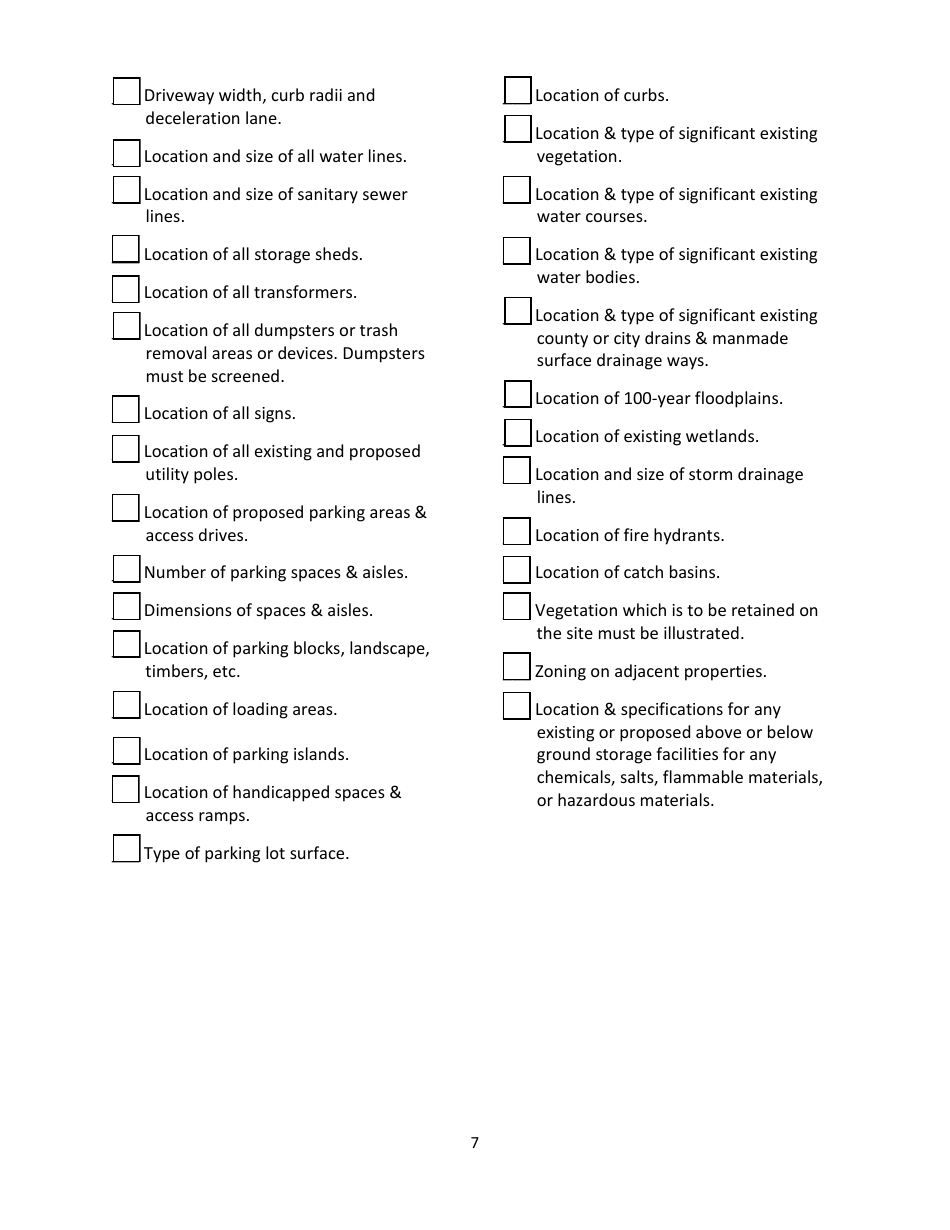 Zoning Permit or Site Plan Review Survey - City of Ionia, Michigan, Page 7