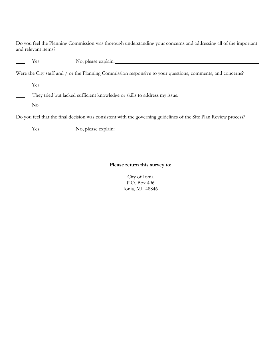 Zoning Permit or Site Plan Review Survey - City of Ionia, Michigan, Page 9