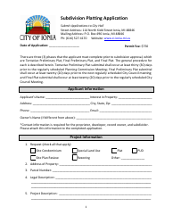 Subdivision Platting Application - City of Ionia, Michigan