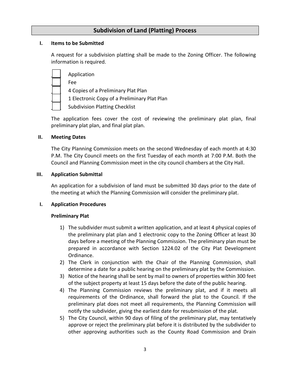 Subdivision Platting Application - City of Ionia, Michigan, Page 3