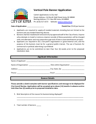 Document preview: Vertical Pole Banner Application - City of Ionia, Michigan