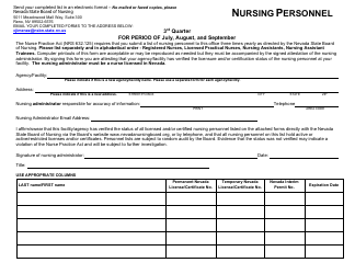 Document preview: Nursing Personnel - 3rd Quarter - Nevada