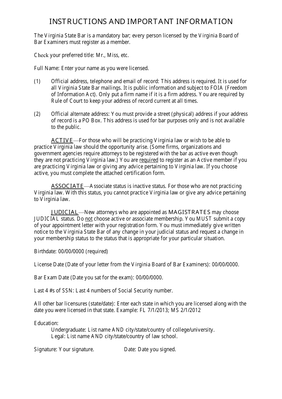 Official Registration Form - Virginia, Page 4