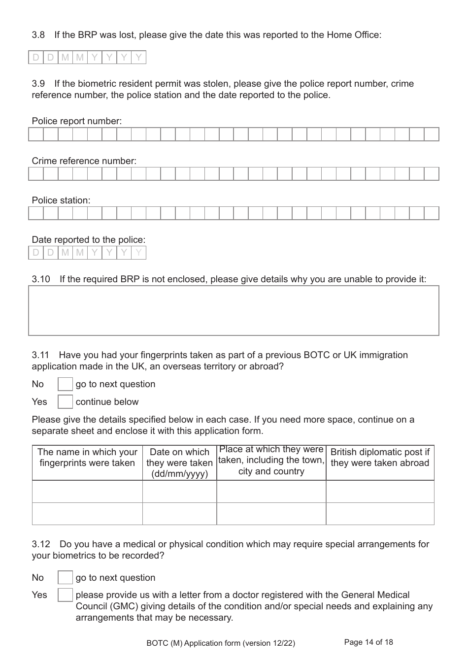 Form BOTC (M) Application to Become a British Overseas Territories Citizen (Botc) and British Citizen by a Person Born Before 1983 to a British Mother - United Kingdom, Page 14