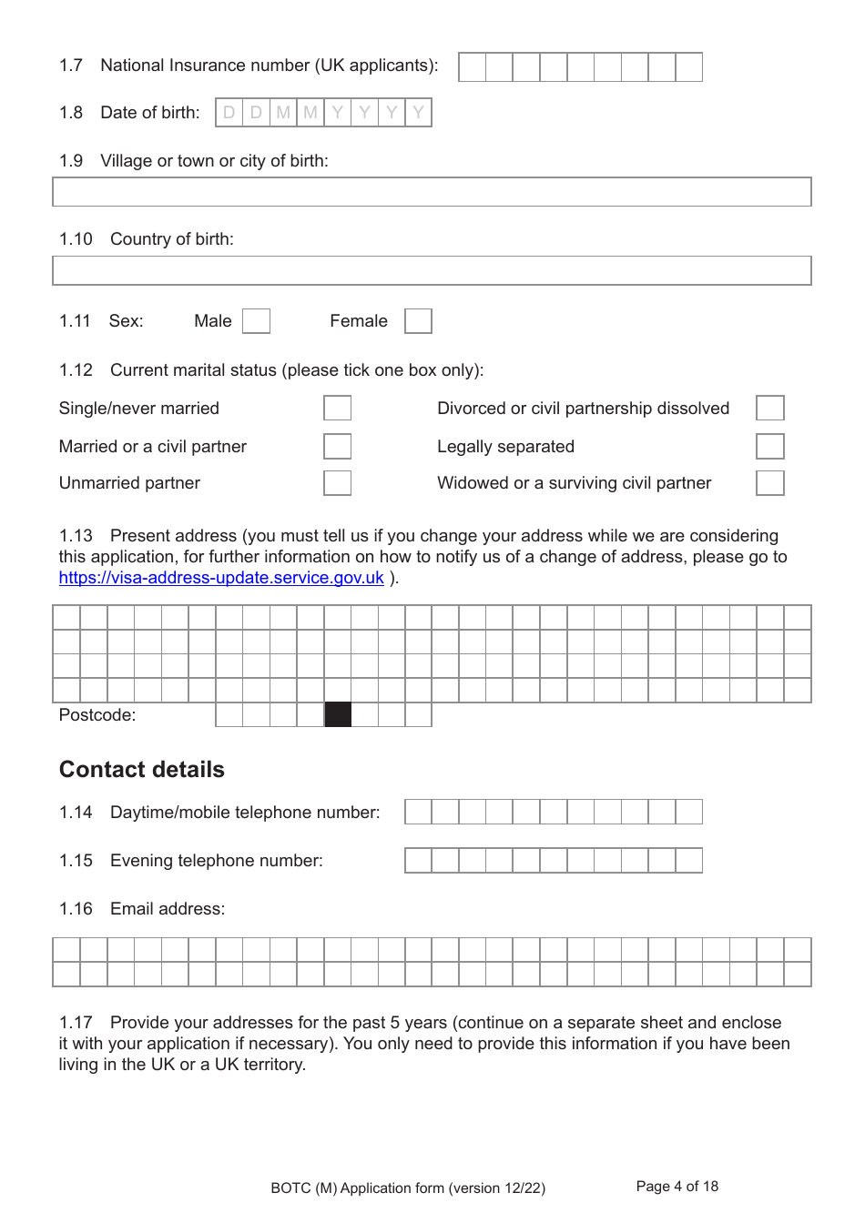 Form BOTC (M) Application to Become a British Overseas Territories Citizen (Botc) and British Citizen by a Person Born Before 1983 to a British Mother - United Kingdom, Page 4