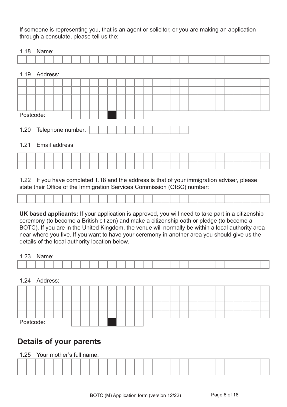 Form BOTC (M) Application to Become a British Overseas Territories Citizen (Botc) and British Citizen by a Person Born Before 1983 to a British Mother - United Kingdom, Page 6