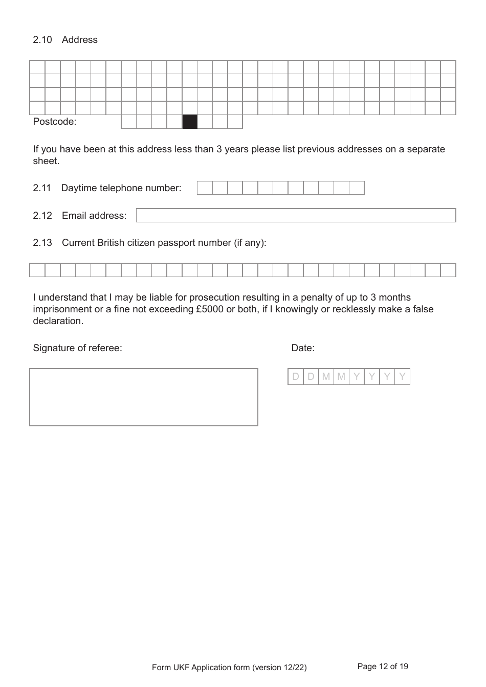 Form UKF Application for Registration as a British Citizen by a Person Born Before 1 July 2006 Whose Parents Were Not Married - United Kingdom, Page 12