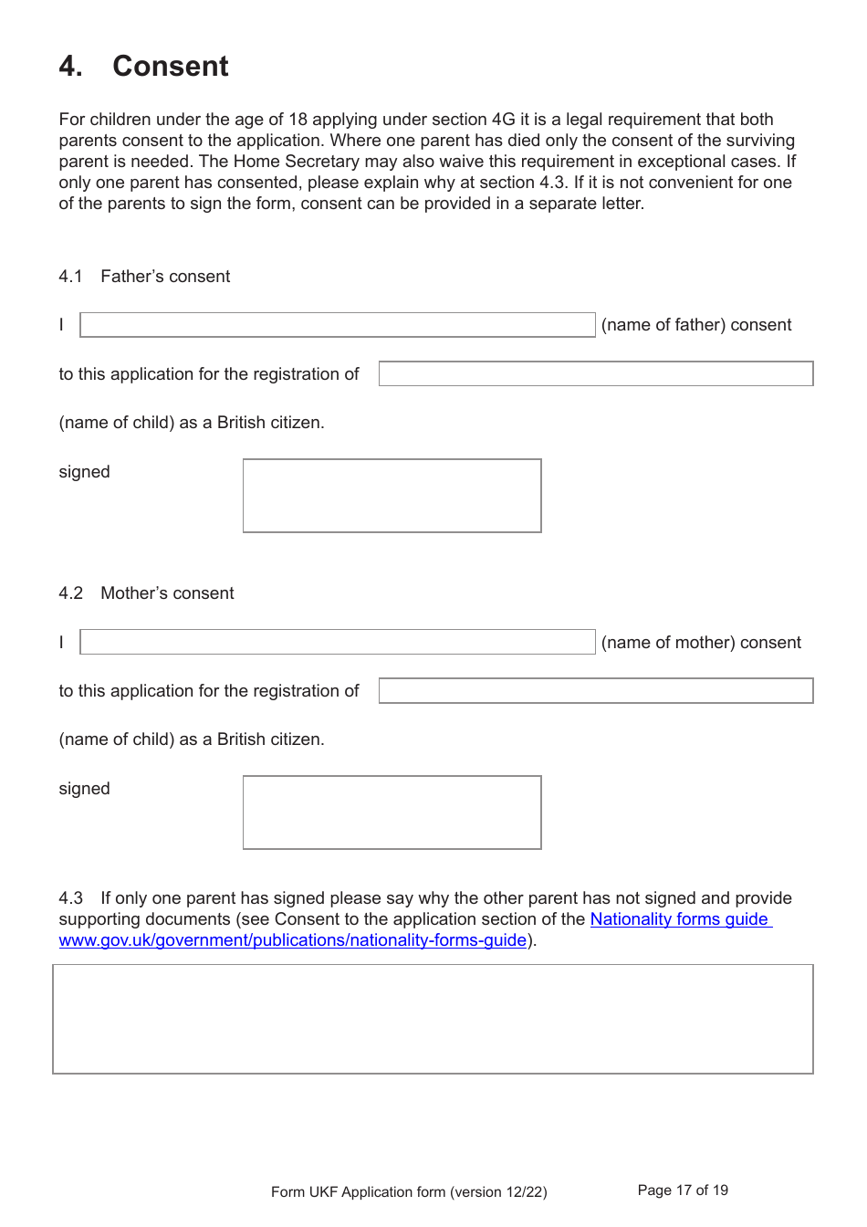 Form UKF Application for Registration as a British Citizen by a Person Born Before 1 July 2006 Whose Parents Were Not Married - United Kingdom, Page 17