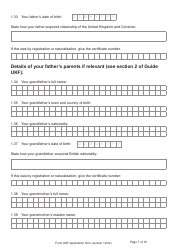 Form UKF Application for Registration as a British Citizen by a Person Born Before 1 July 2006 Whose Parents Were Not Married - United Kingdom, Page 7