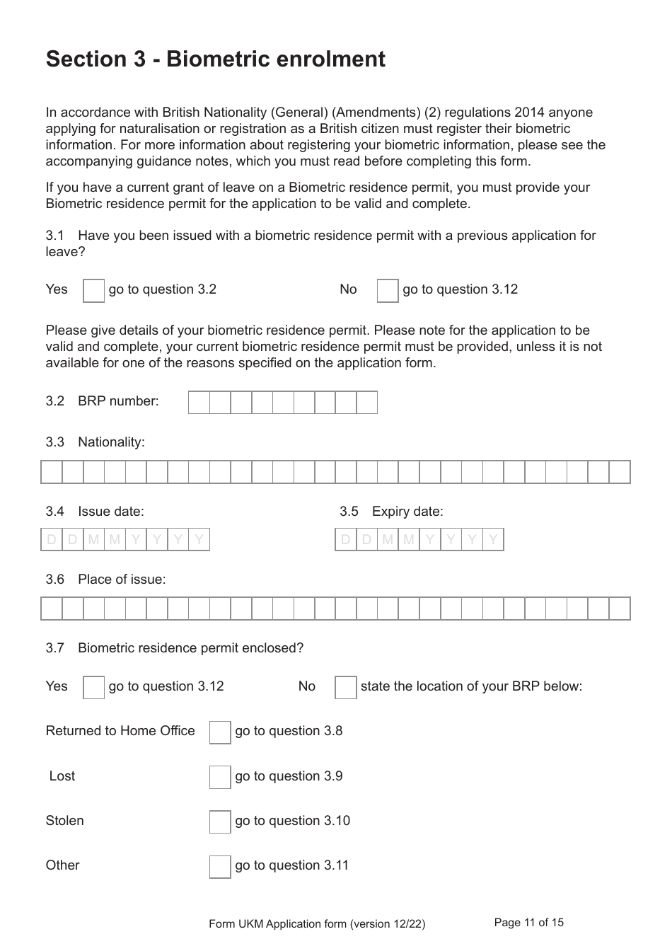 Form UKM Application for Registration as a British Citizen by a Person Born Before 1983 to a British Mother - United Kingdom, Page 11