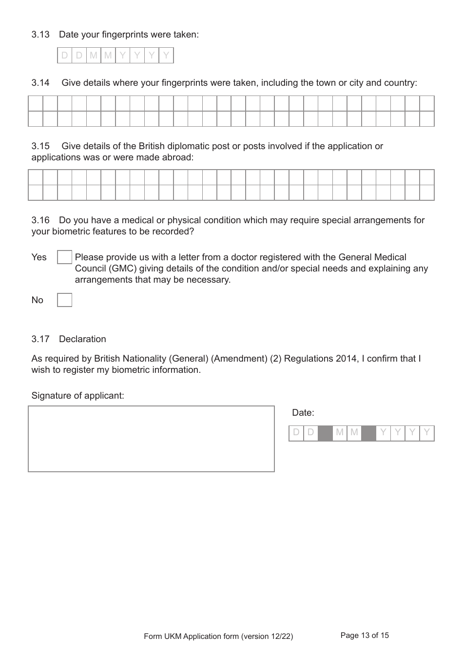 Form UKM Application for Registration as a British Citizen by a Person Born Before 1983 to a British Mother - United Kingdom, Page 13