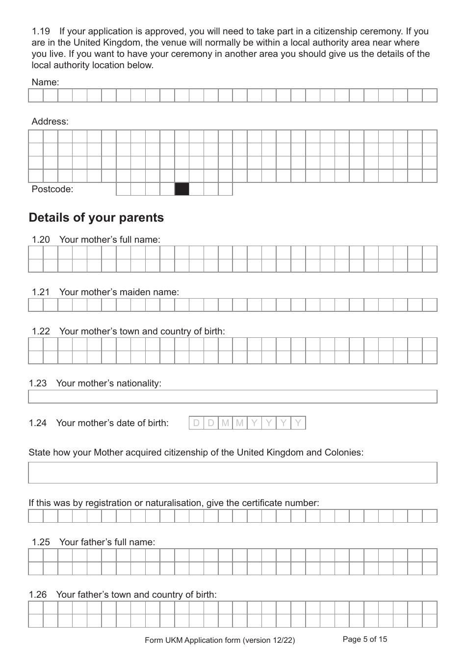 Form UKM Application for Registration as a British Citizen by a Person Born Before 1983 to a British Mother - United Kingdom, Page 5