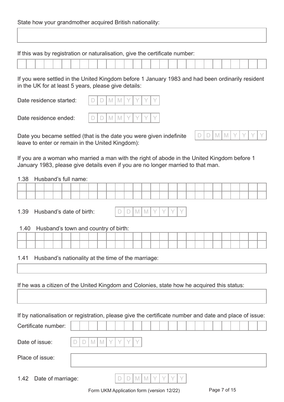 Form UKM Application for Registration as a British Citizen by a Person Born Before 1983 to a British Mother - United Kingdom, Page 7