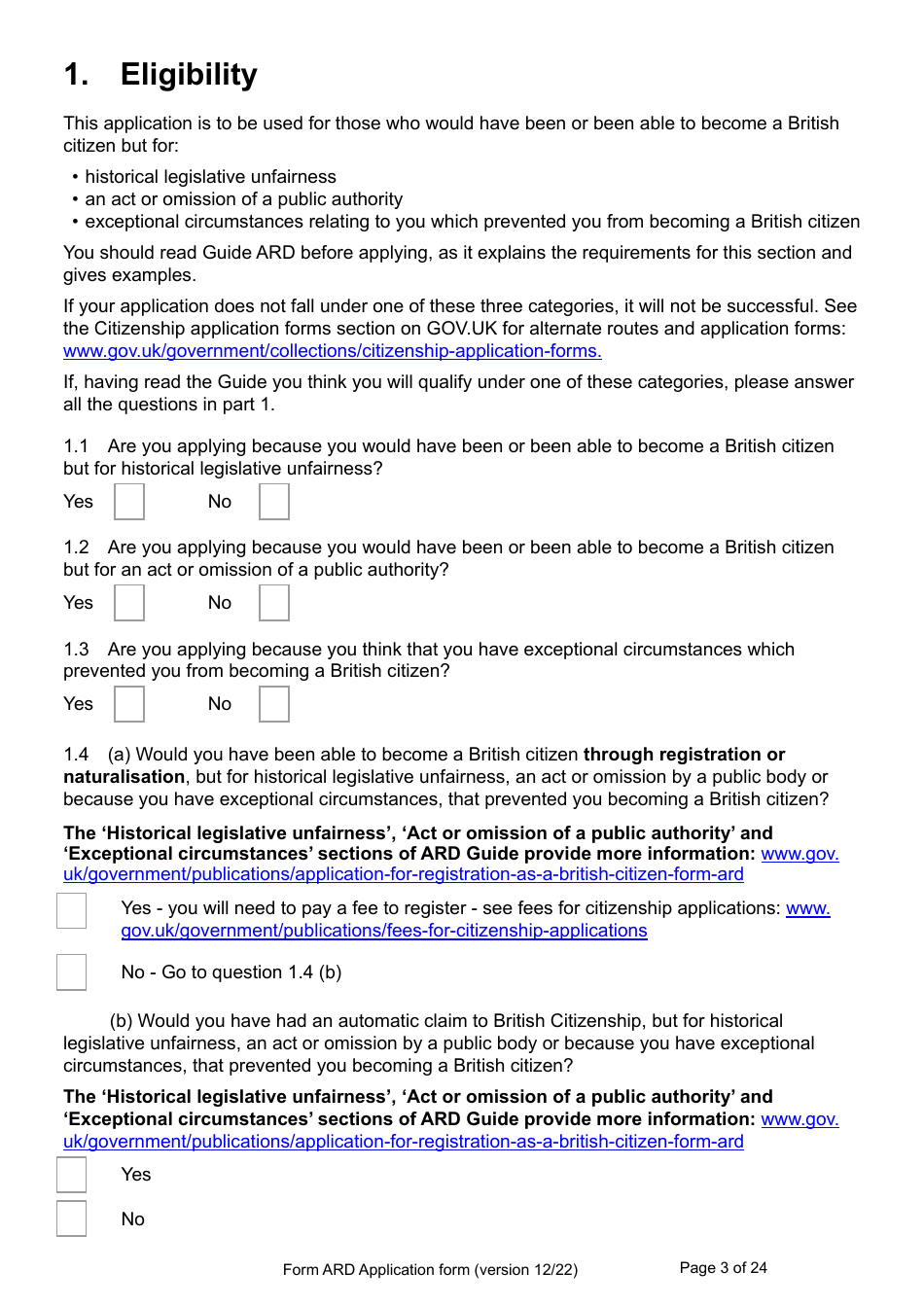 Form ARD Application for Registration as a British Citizen - United Kingdom, Page 3