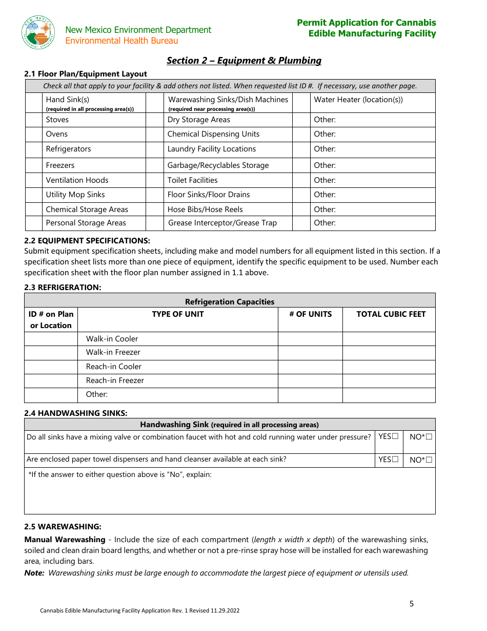 Permit Application for Cannabis Edible Manufacturing Facility - New Mexico, Page 5