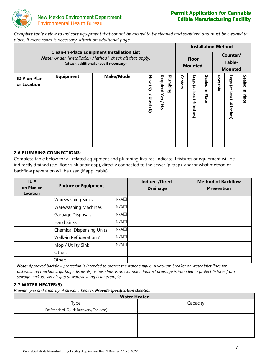 Permit Application for Cannabis Edible Manufacturing Facility - New Mexico, Page 7