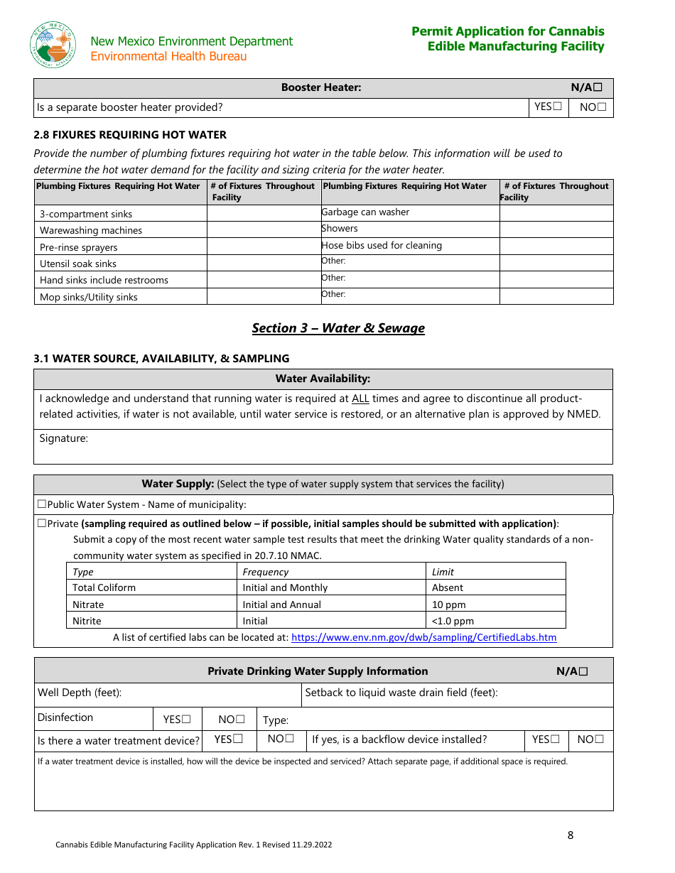 Permit Application for Cannabis Edible Manufacturing Facility - New Mexico, Page 8