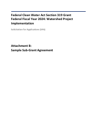 Document preview: Attachment B Sample Sub-grant Agreement - Federal Clean Water Act Section 604b Grant - New Mexico, 2024