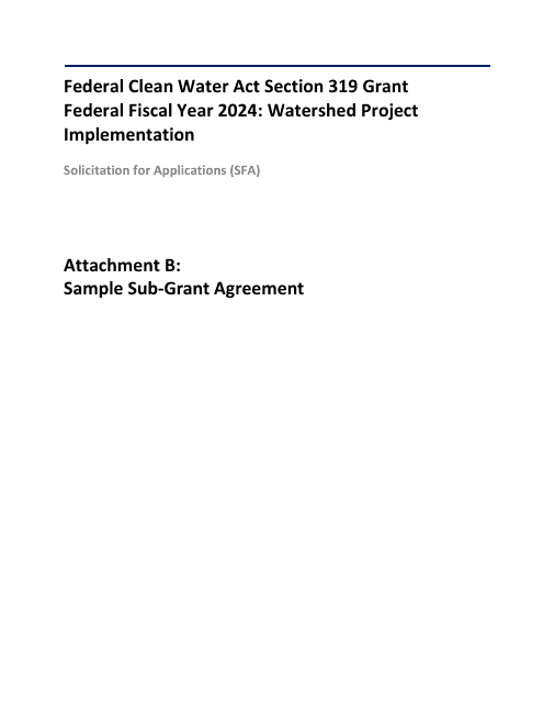 Attachment B Sample Sub-grant Agreement - Federal Clean Water Act Section 604b Grant - New Mexico, 2024