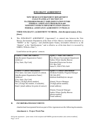 Attachment B Sample Sub-grant Agreement - Federal Clean Water Act Section 604b Grant - New Mexico, Page 2