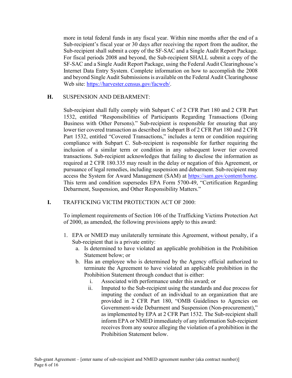 Attachment B Sample Sub-grant Agreement - Federal Clean Water Act Section 604b Grant - New Mexico, Page 7