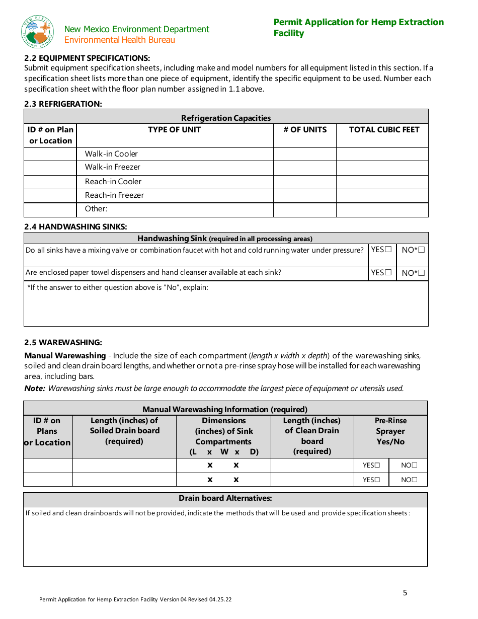 Permit Application for Hemp Extraction Facility - New Mexico, Page 5