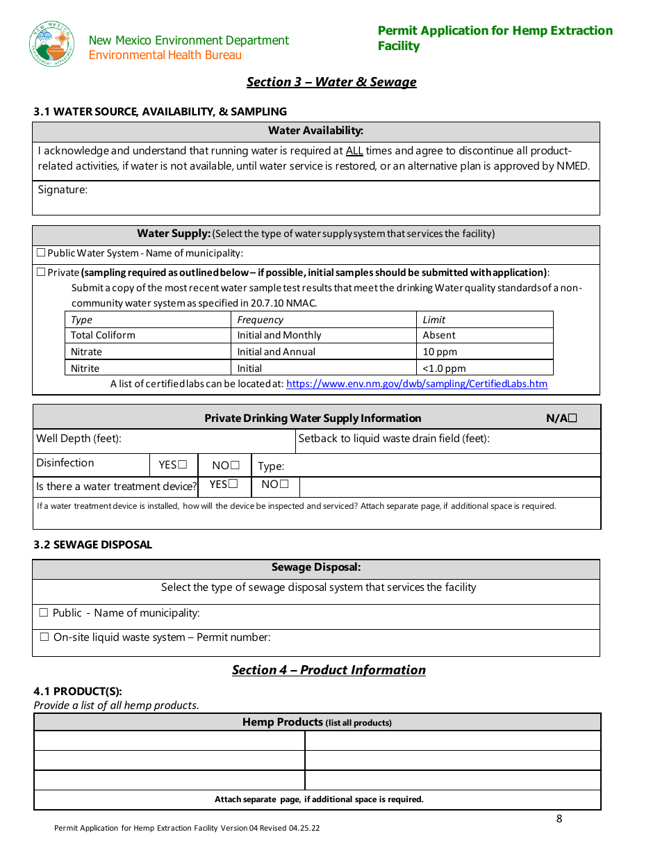 Permit Application for Hemp Extraction Facility - New Mexico, Page 8