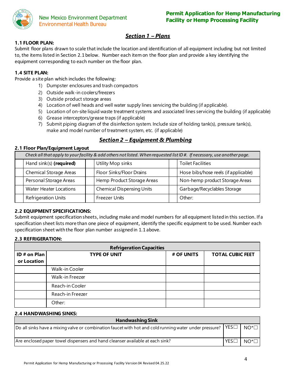 Hemp Warehouse Permit Application - New Mexico, Page 4