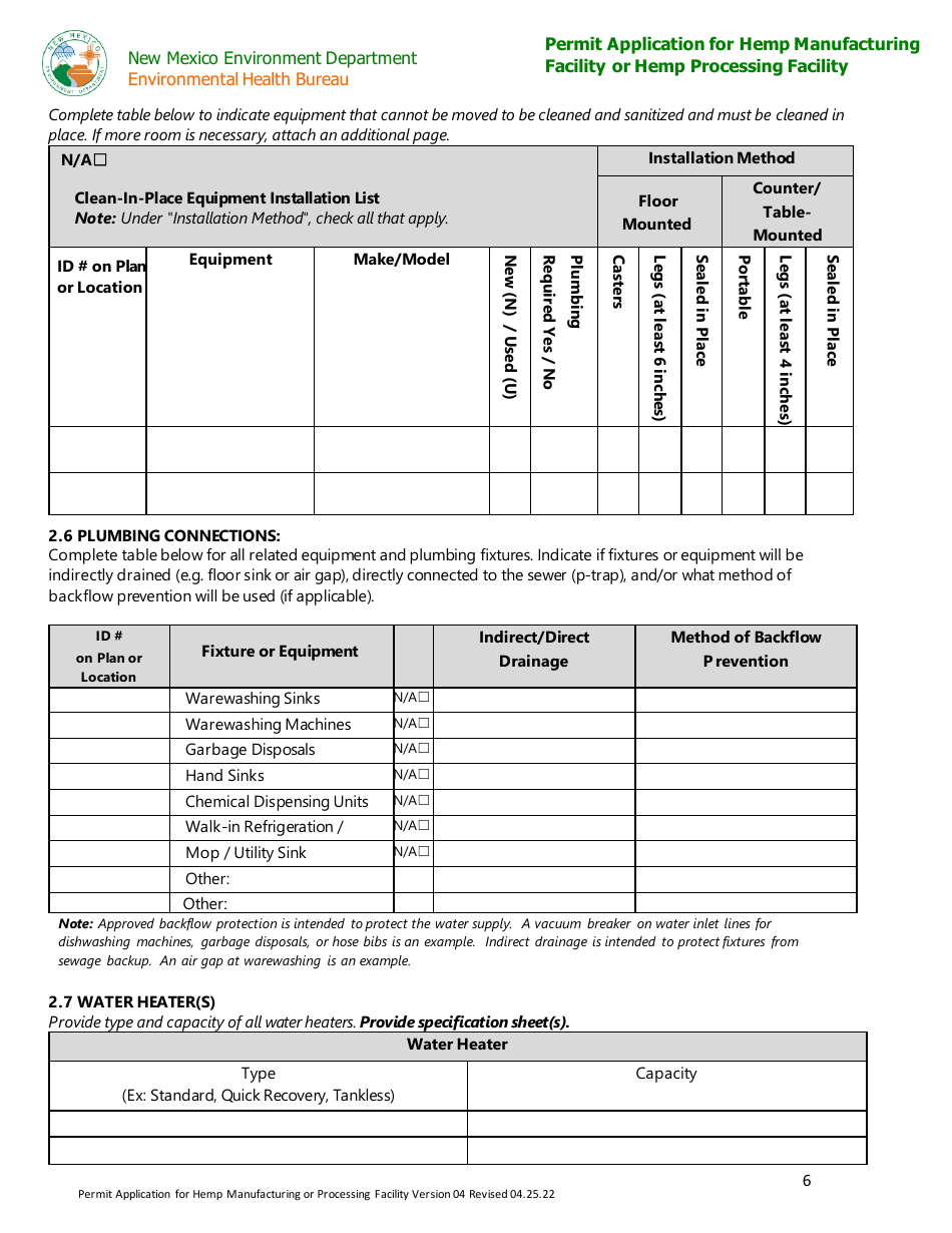 Hemp Warehouse Permit Application - New Mexico, Page 6
