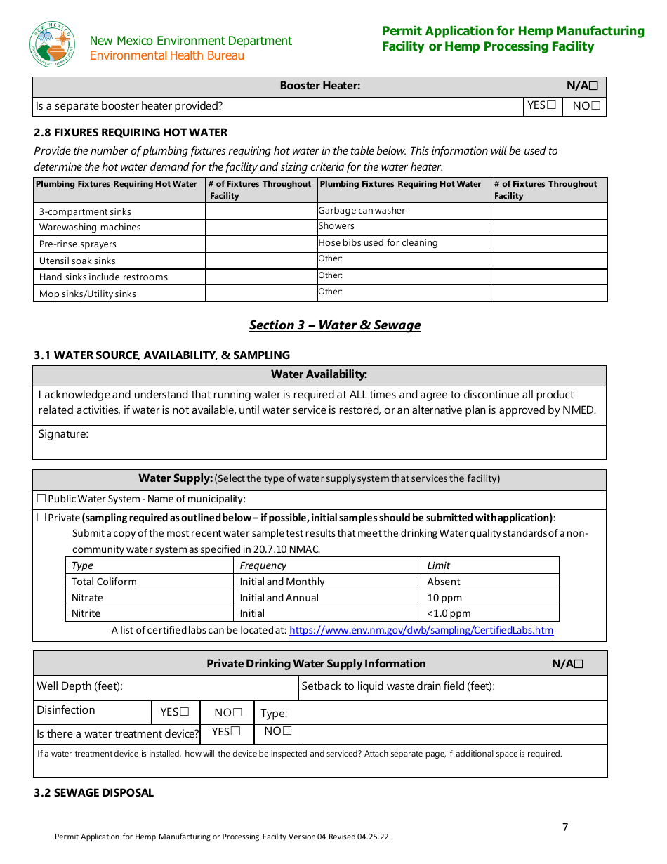 Hemp Warehouse Permit Application - New Mexico, Page 7