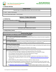 Permit Application for Manufactured Food Facility - New Mexico, Page 9