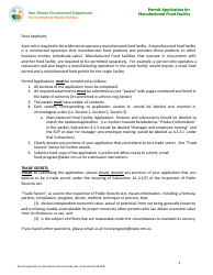 Document preview: Permit Application for Manufactured Food Facility - New Mexico