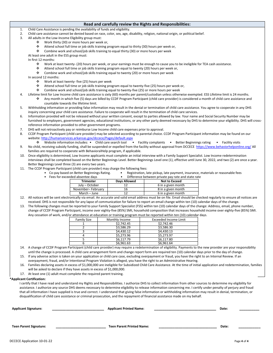 Early Childhood Education and out of School Time Program Assistance Application - Arkansas, Page 4