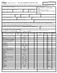 Form SFN18385 Vaccine Administration Record - North Dakota