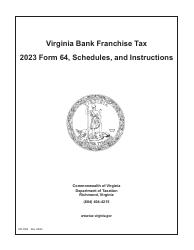 Document preview: Form 64 Virginia Bank Franchise Tax Return - Virginia