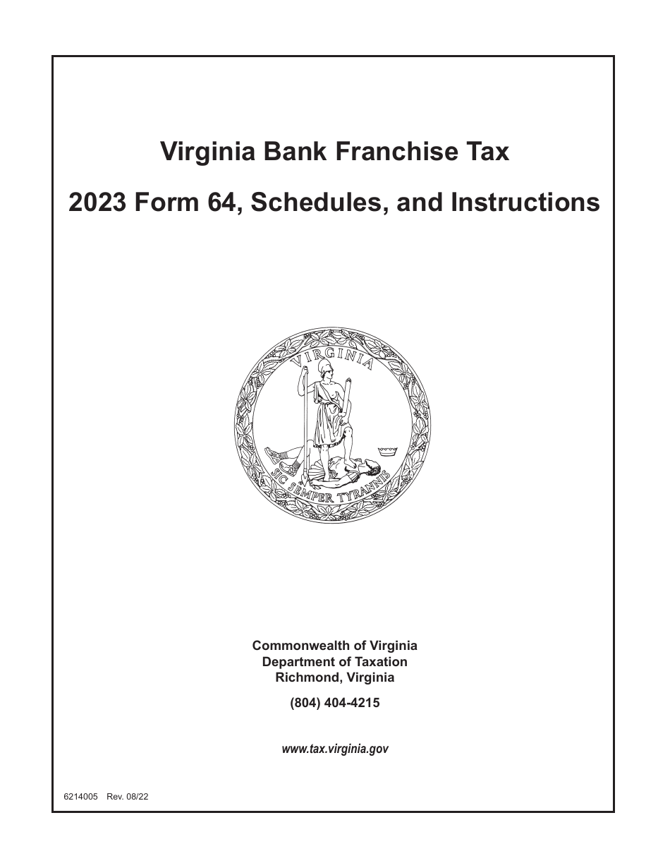 Form 64 Virginia Bank Franchise Tax Return - Virginia, Page 1