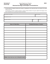 Form 64 Virginia Bank Franchise Tax Return - Virginia, Page 21