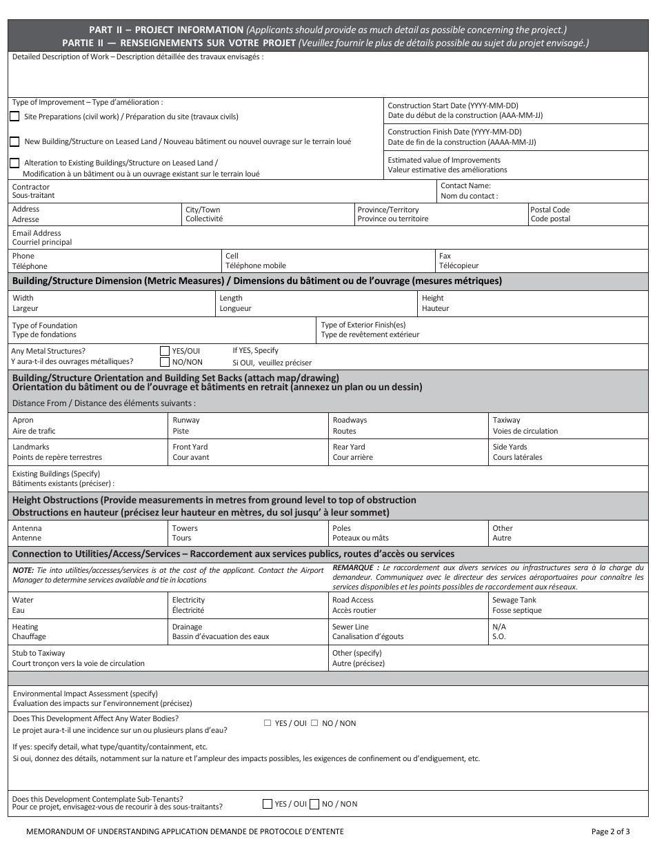 Memorandum of Understanding Application - Northwest Territories, Canada (English / French), Page 2