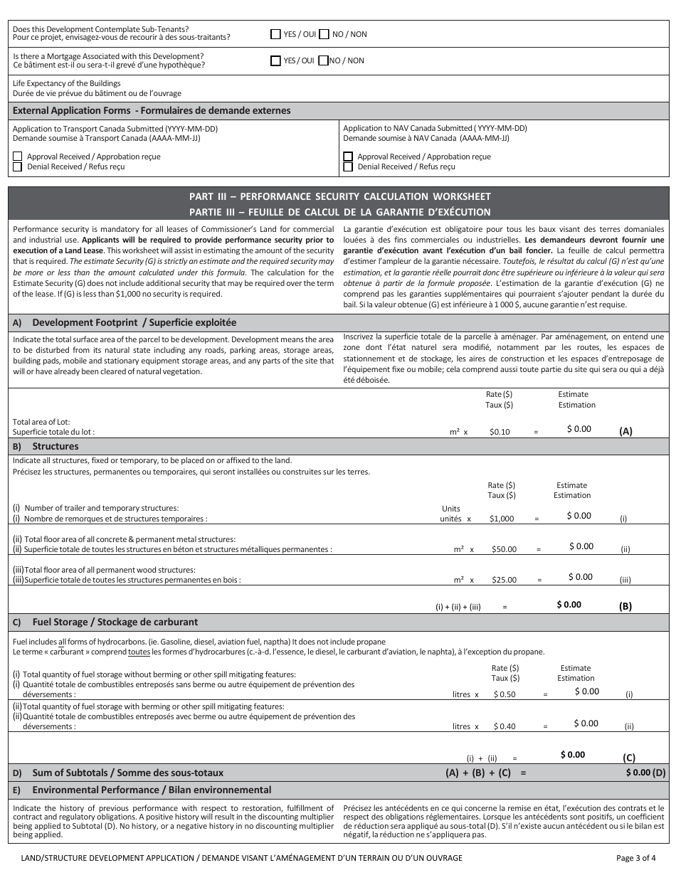 Land / Structure Development Application - Northwest Territories, Canada (English / French), Page 3