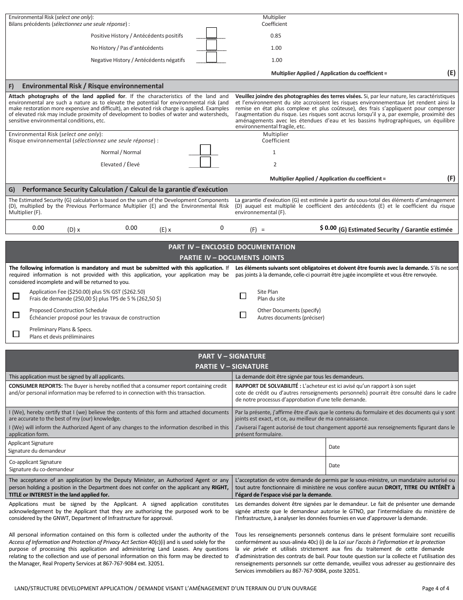 Land / Structure Development Application - Northwest Territories, Canada (English / French), Page 4